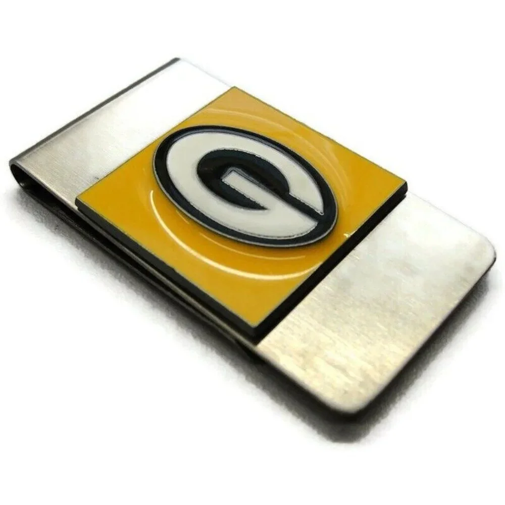 Green Bay Packers Money Clip Stainless Steel Cash ID Holder Silver